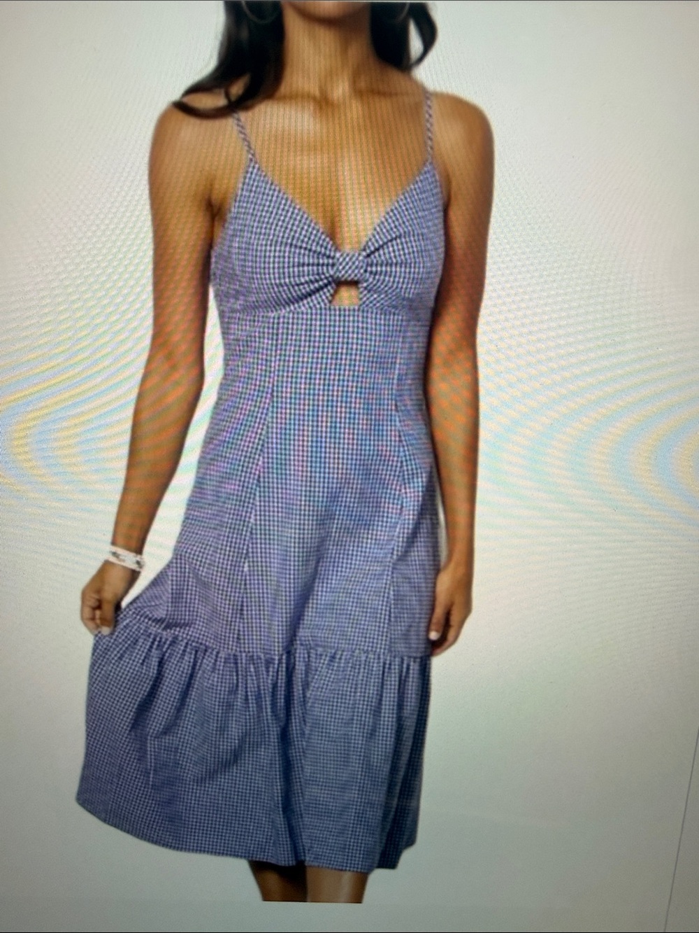 NWT Rails Maeve navy Gingham Midi Dress with cut out front